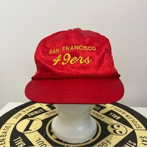 Vintage San Francisco 49ers Script Satin Red Slide Strapback Rope Hat Cap